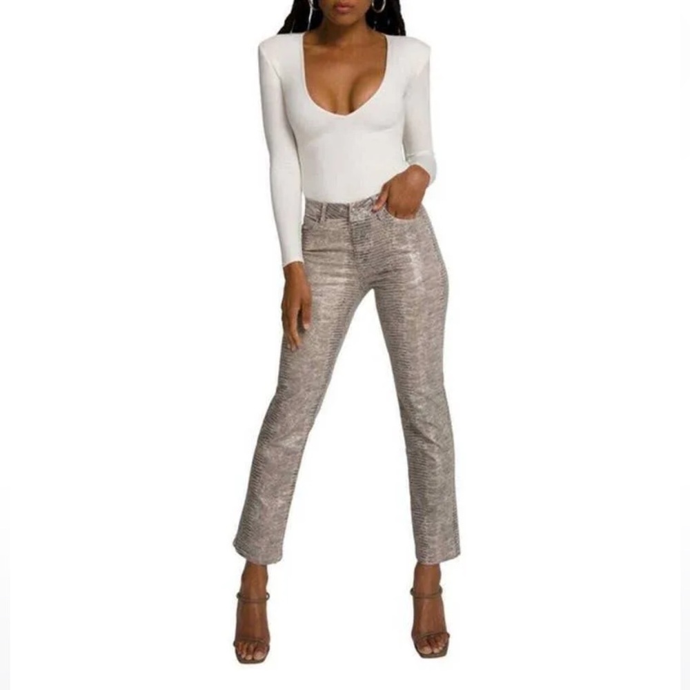 Good American Good Straight High Waist Snake Print Straight Leg Jeans Size 8